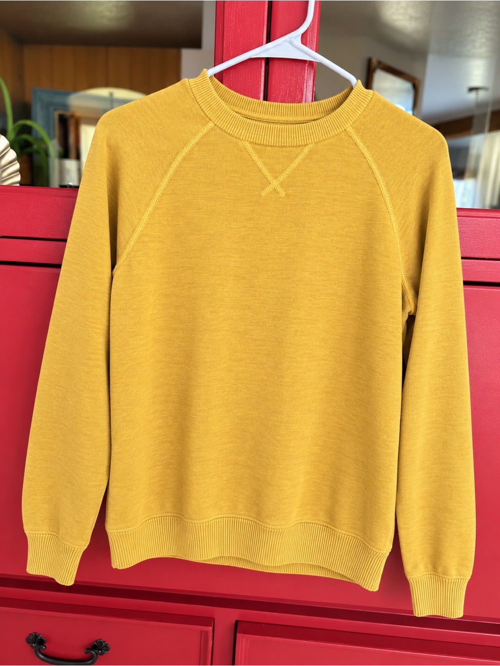 100% cotton Mustard Gold Crewneck Sweater - Women's Classic Scoop